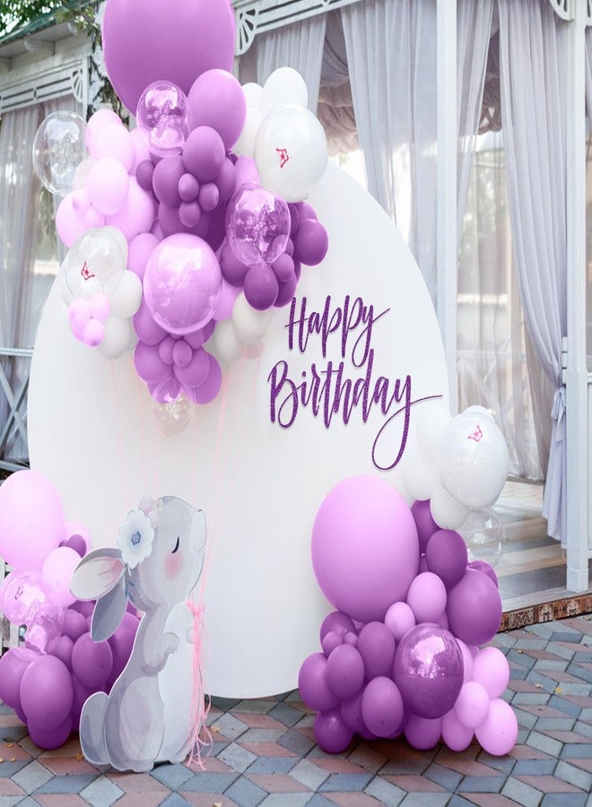 Sinload Happy Birthday Sign for Backdrop, Disposable Party Decoration, Easy Stick& Peel Wall Decal for Photo Background, Balloon Arch Decor(Glitter Purple) - Image 4